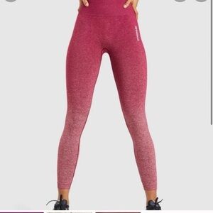 Women’s GYMSHARK Adapt seamless Burgandy marl ombré leggings- Size small
